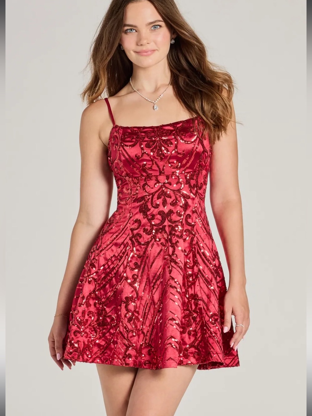 Windsor Carter Lace-Up Sequin Party Homecoming Dress Cocktail